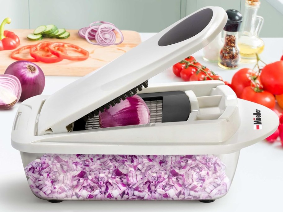 Mueller Pro-Series 10-in-1 Vegetable Slicer, Chopper, & Dicer with Container