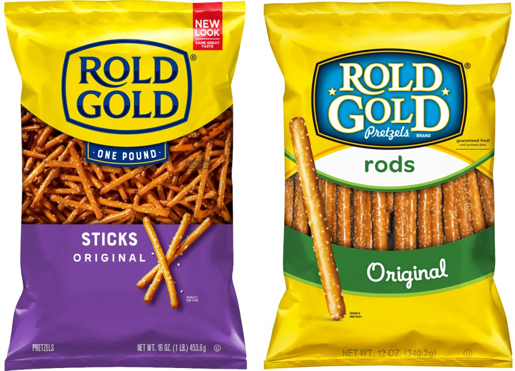 two bags of pretzel sticks