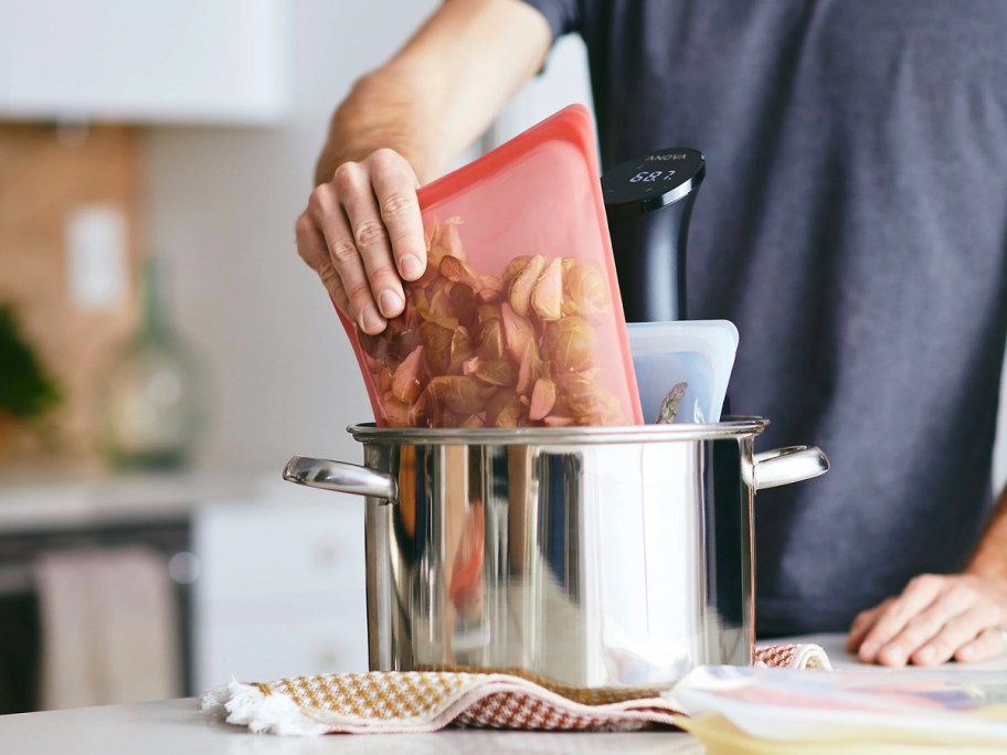 using a stasher bag to sous vide vegetables