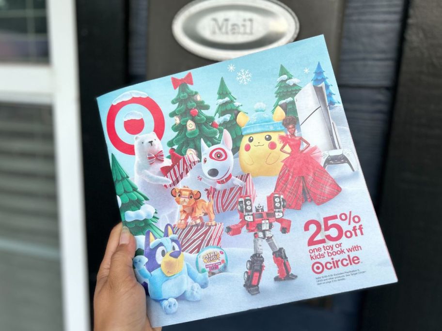 Someone holding a Target Toy Catalog 2024 Mailer