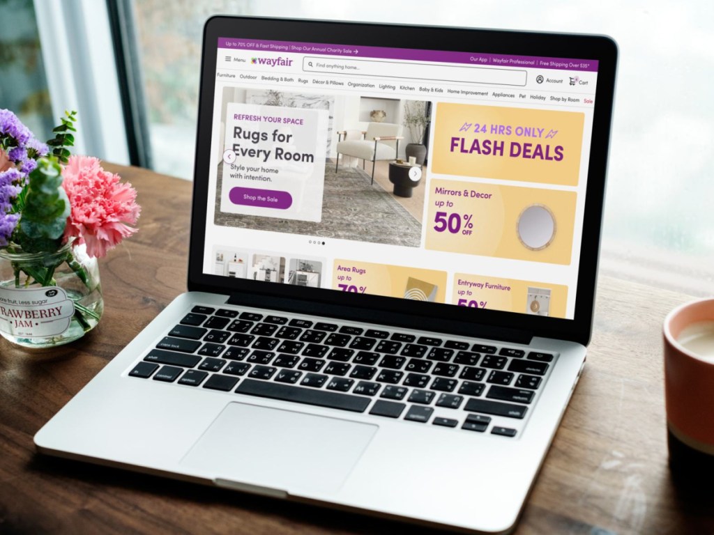 The Wayfair Website shown on a mac 