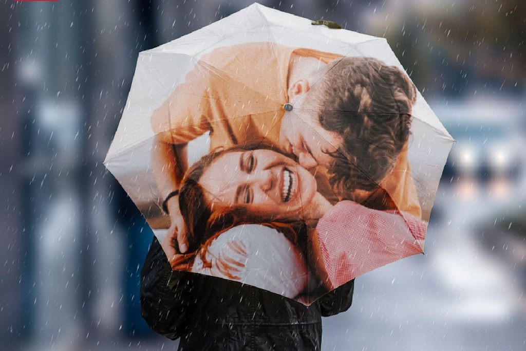 woman holding a canvas champ umbrella