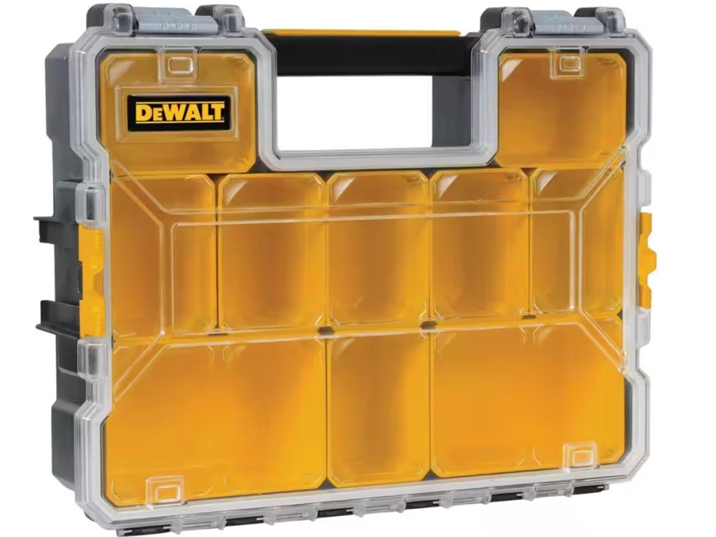 yellow and black dewalt organizer