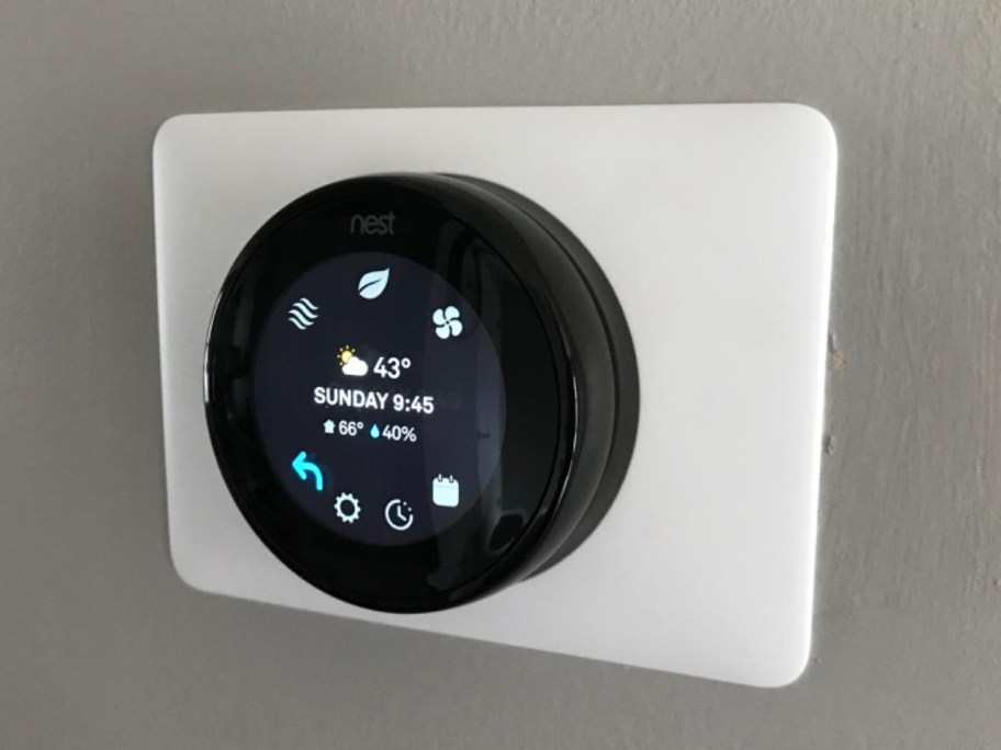 Google Nest thermostat on wall