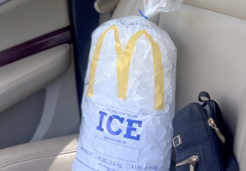 McDonald's ice in car