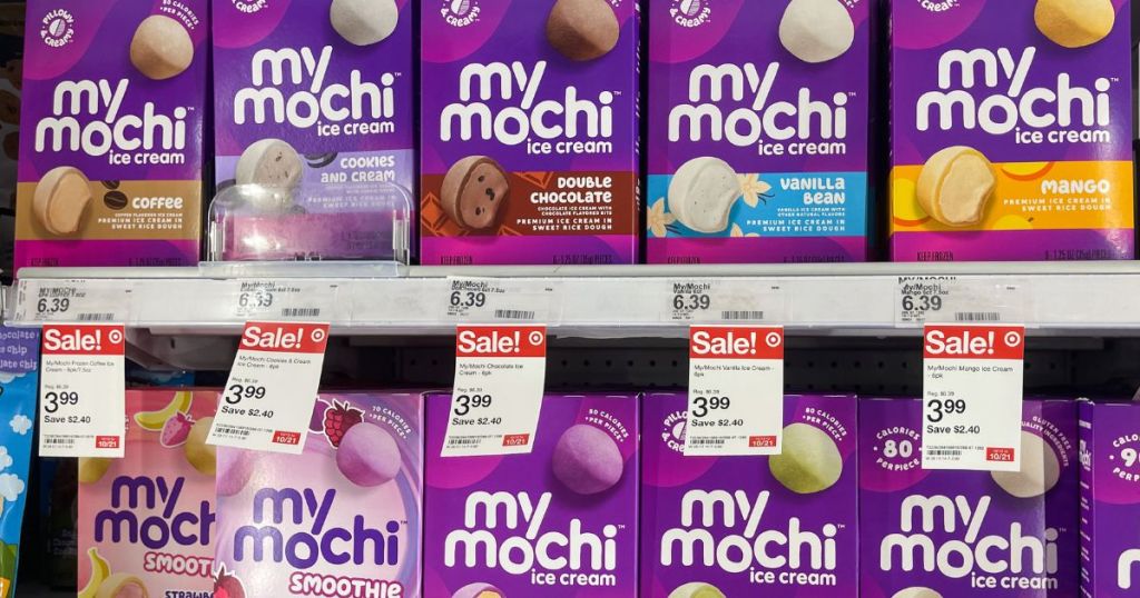 store shelf filled with mymochi ice cream