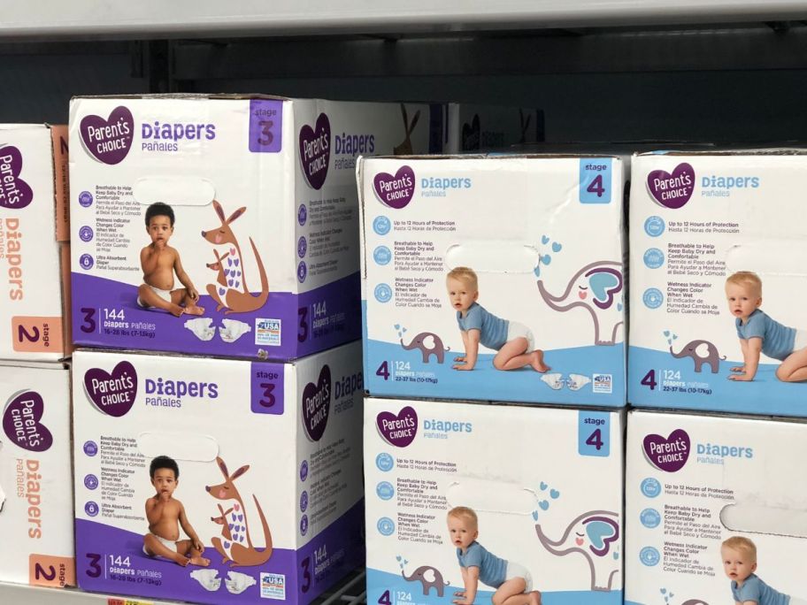 parent's choice diapers on shelf