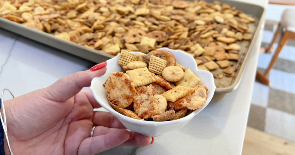 small bowl with ranch chex mix