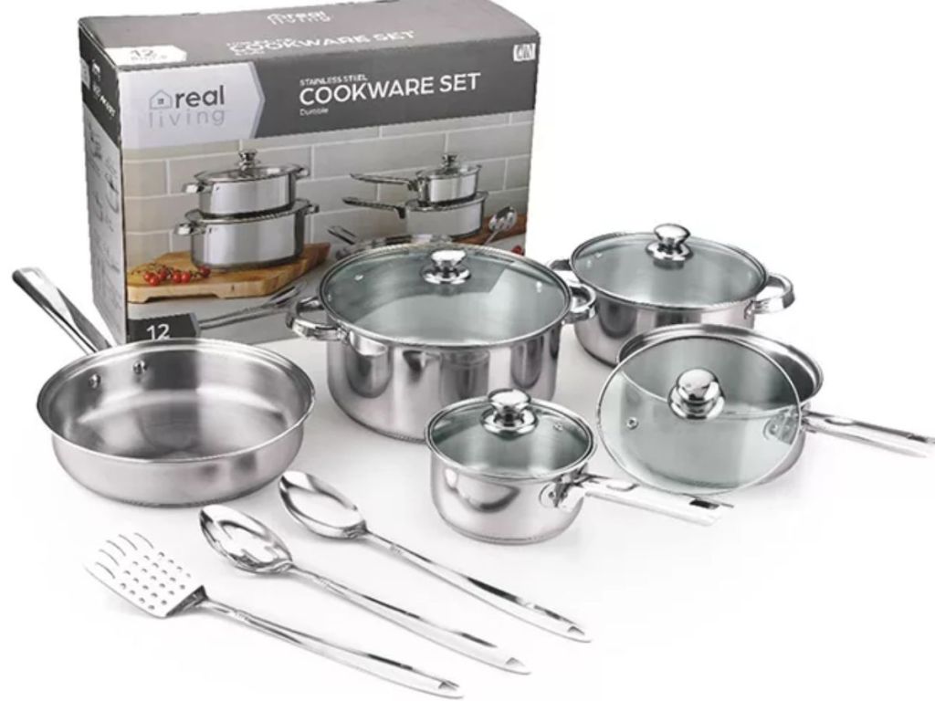 Real Living Stainless Steel 12-Piece Cookware Set 