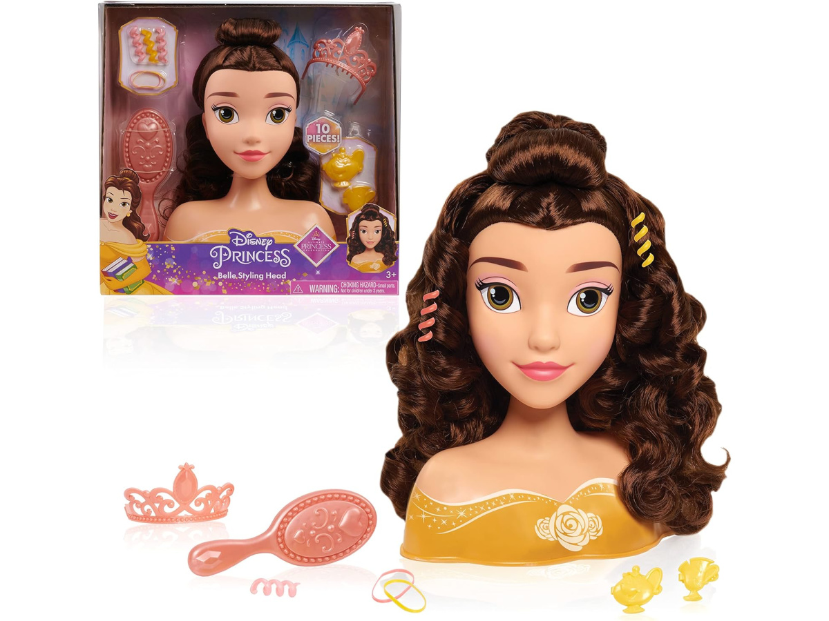 Belle doll with accessories surrounding it