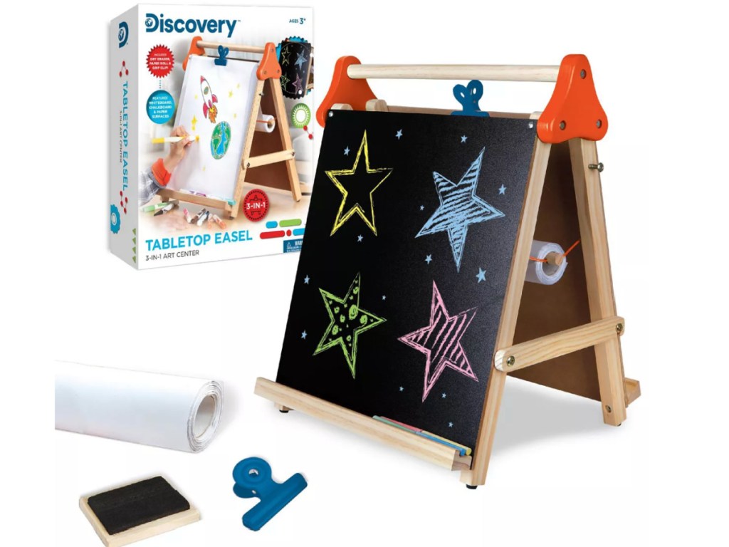 Discovery Kids 3-in-1 Tabletop Dry Erase Chalkboard Painting Art Easel