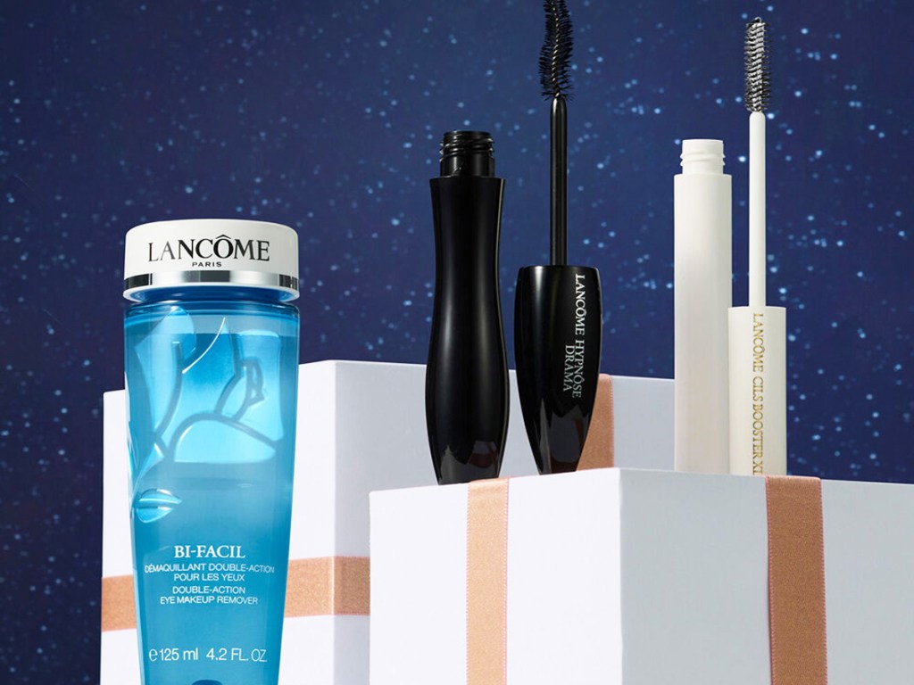 lancome mascara, lash primer, and makeup remover