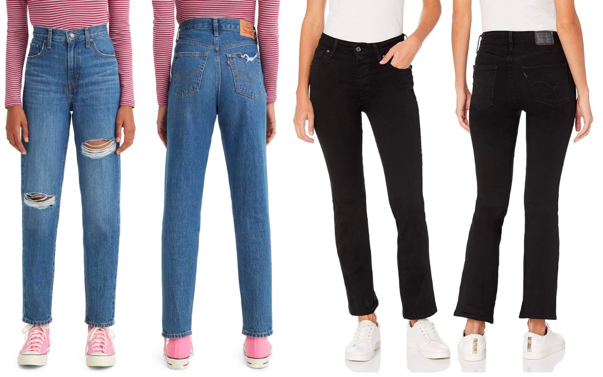 2 female models wearing womens levis on sale on amazon