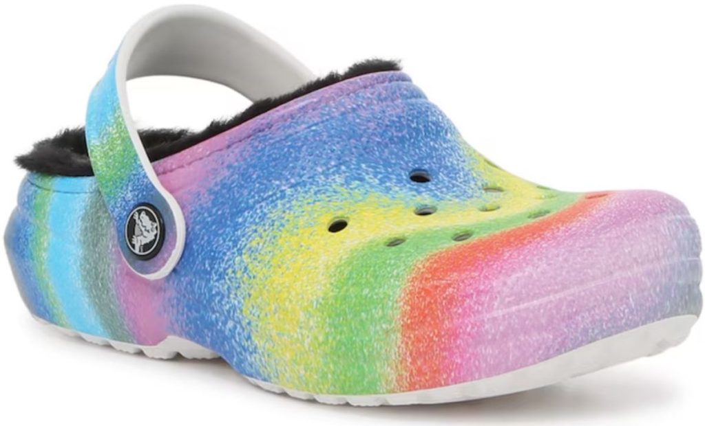 Rainbow kids lined Crocs