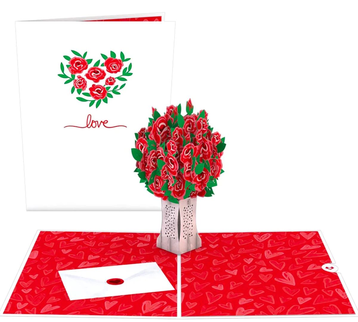 Love Rose Arrangement Pop-Up Card stock image