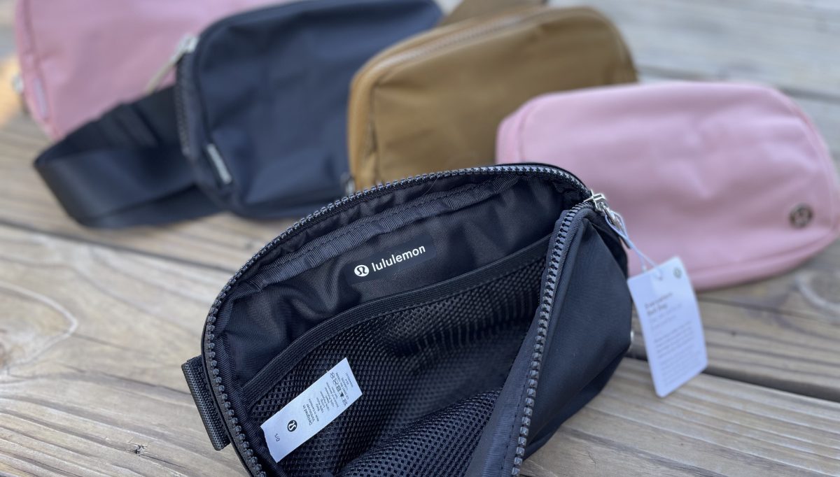 Lululemon bags in various colors