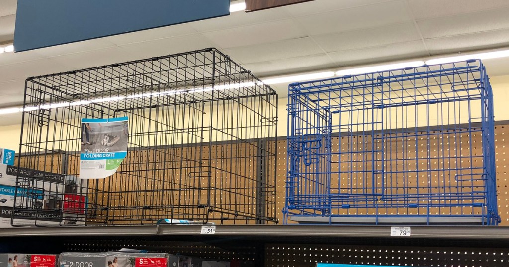 dog crates on display at petco