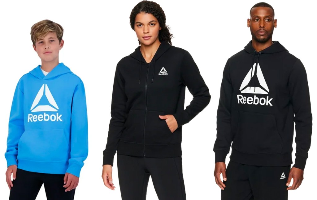 Reebok Adult Game Day Zip Up Hoodies and Kids Delta Fleece Hoodie