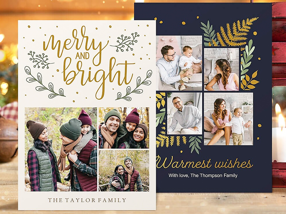 two custom photo christmas cards