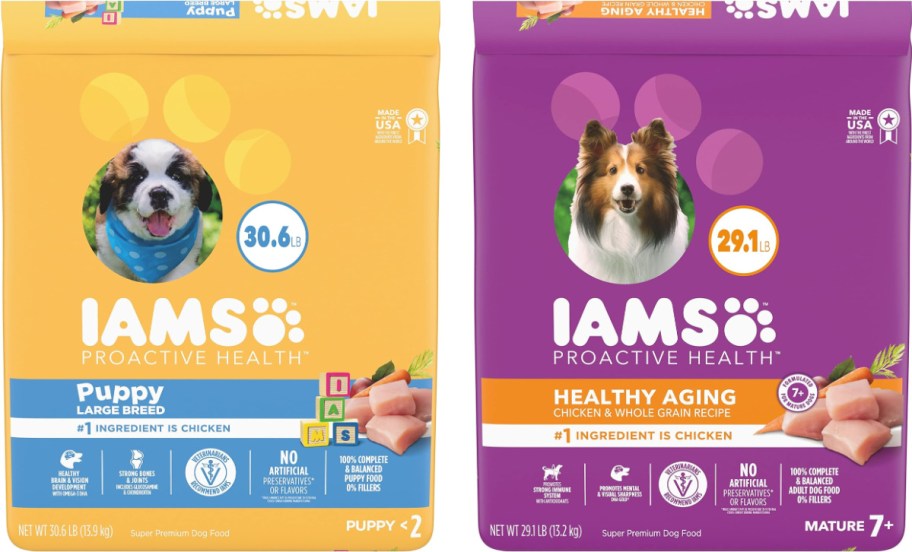 Stock image of IAMS proactive health dog bags-3