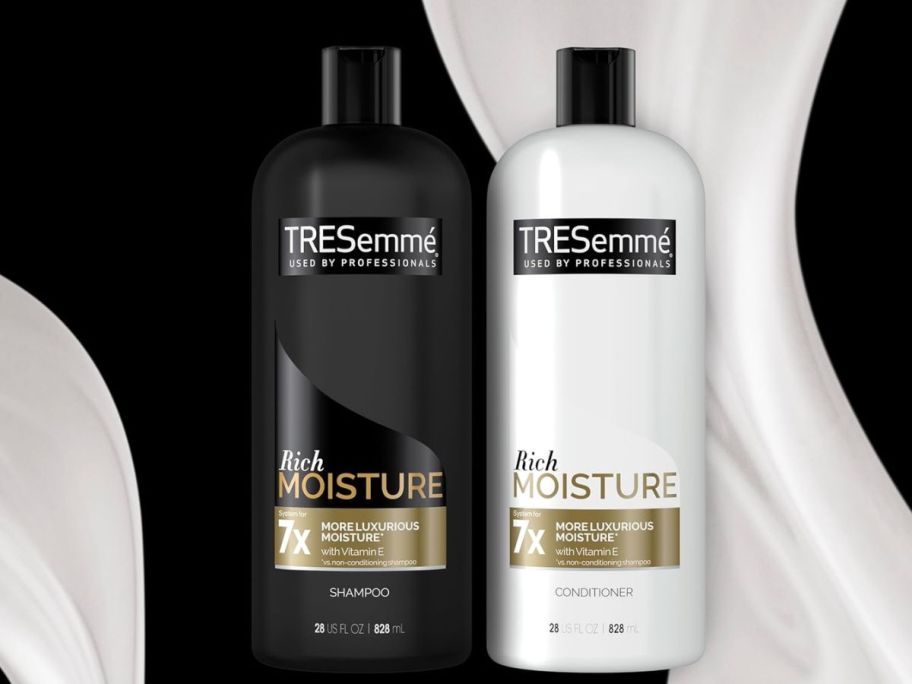 Tresemme Rich Moisture Shampoo & Conditioner Rich Moisture 28oz 2-Pack against black and white background