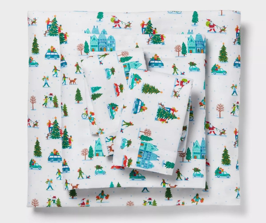 stock photo of stack of christmas scene sheets