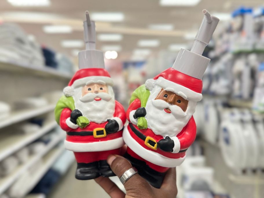 Wondershop Christmas Santa Claus Soap Pumps in hand in store