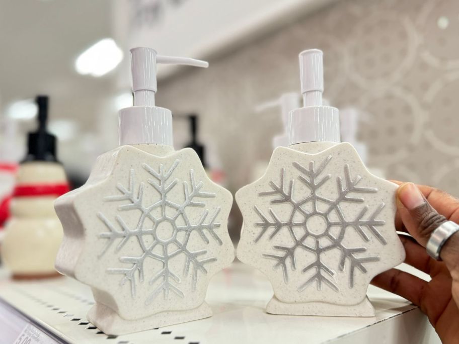 Wondershop Christmas Snowflake Soap Pump on shelf in store
