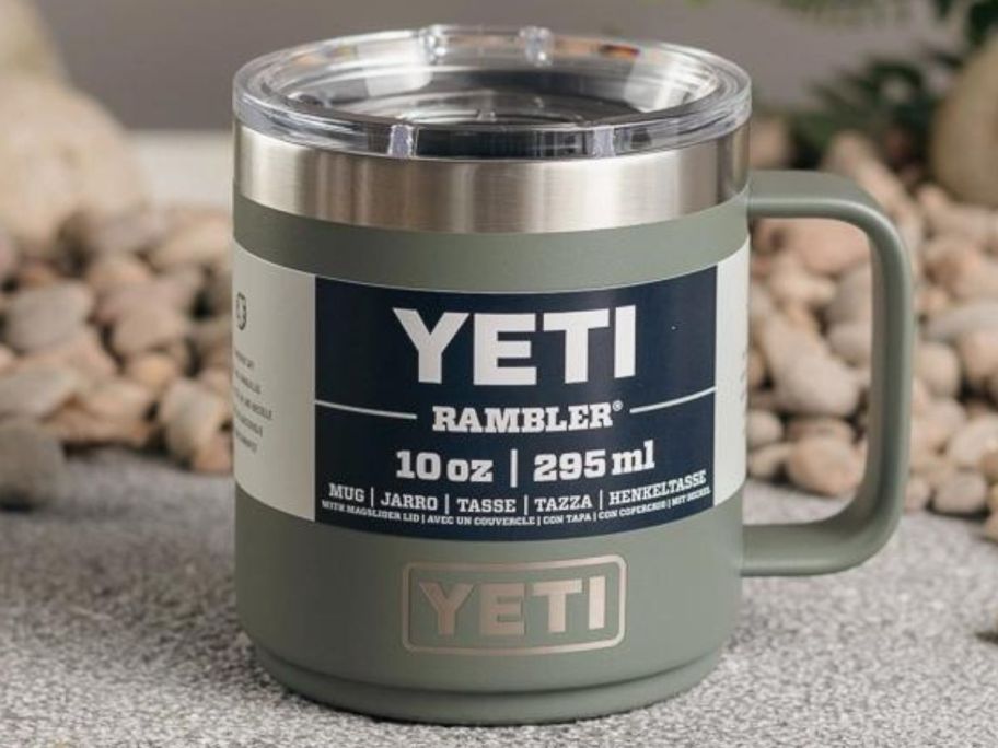 A Yeti Rambler Mug in Camp Green