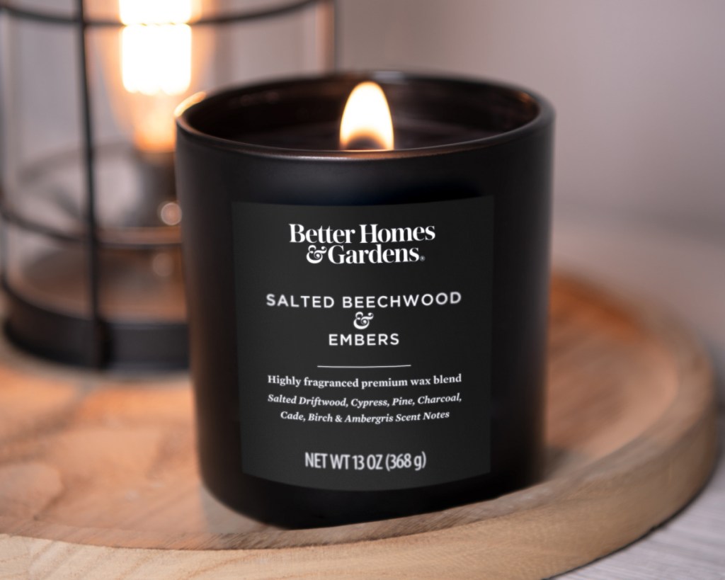 black woo wick candle lit