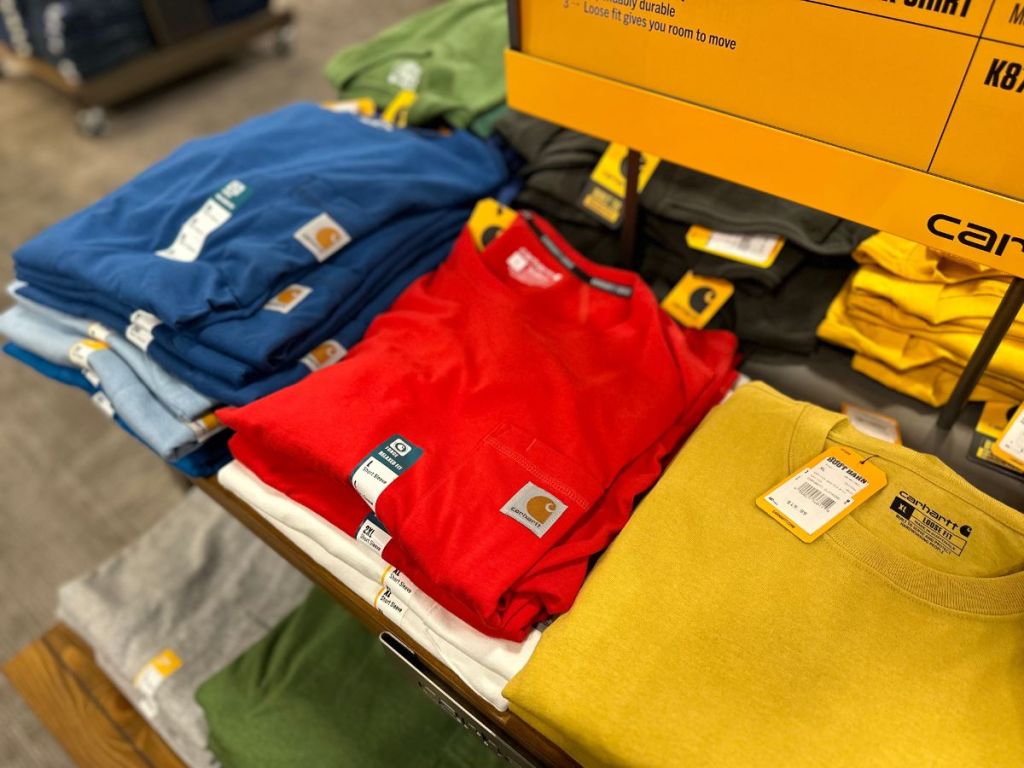 Carhartt tees on store display