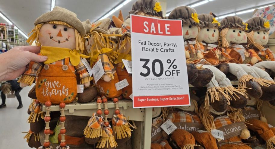 Fall scarecrows displayed 