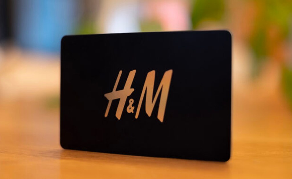 h&m gift card sitting on table