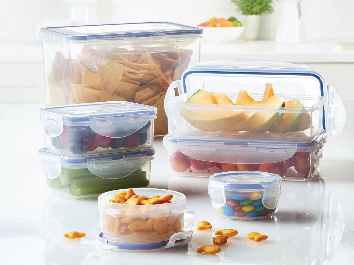 lock n lock food storage set full of food on countertop