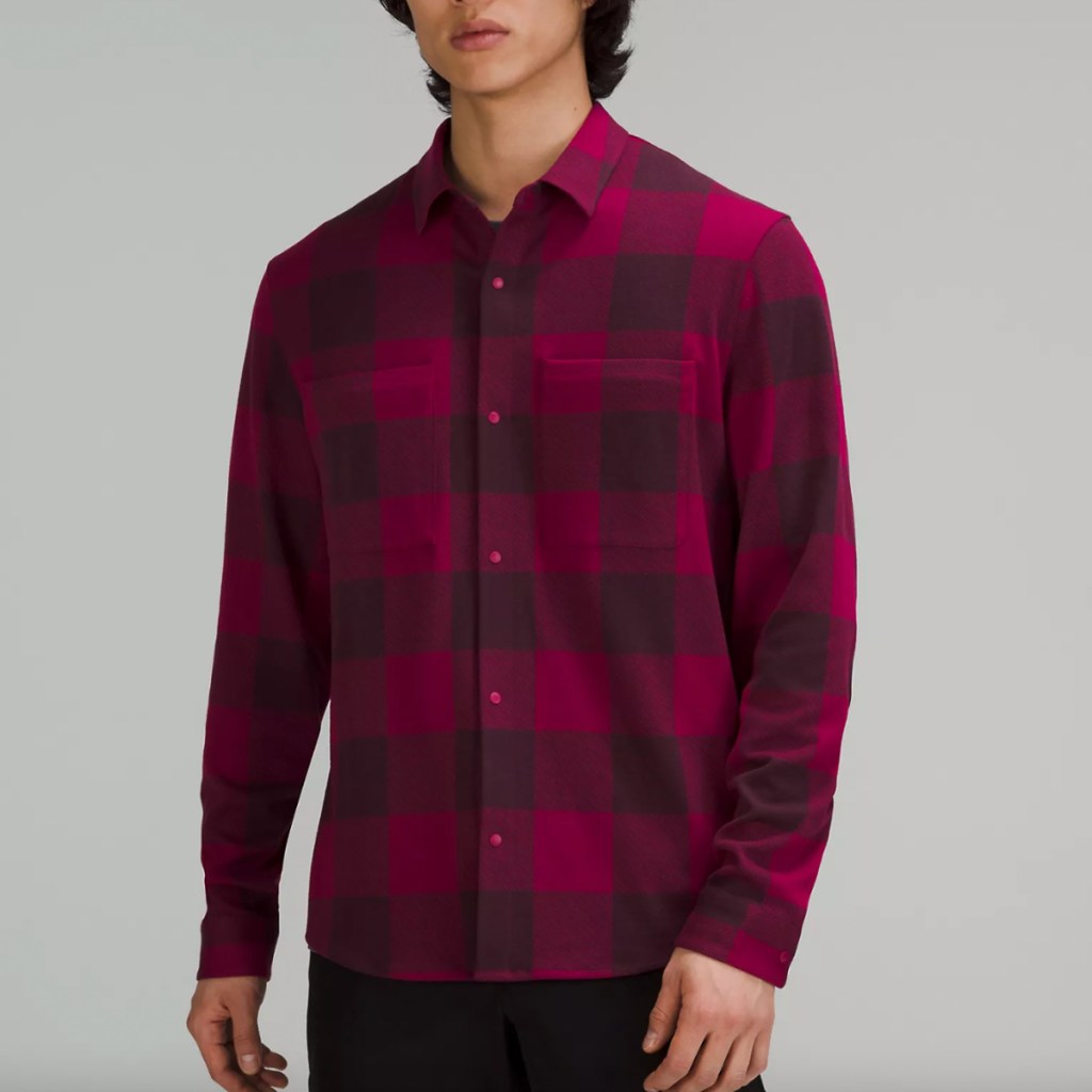 man wearing red flannel 