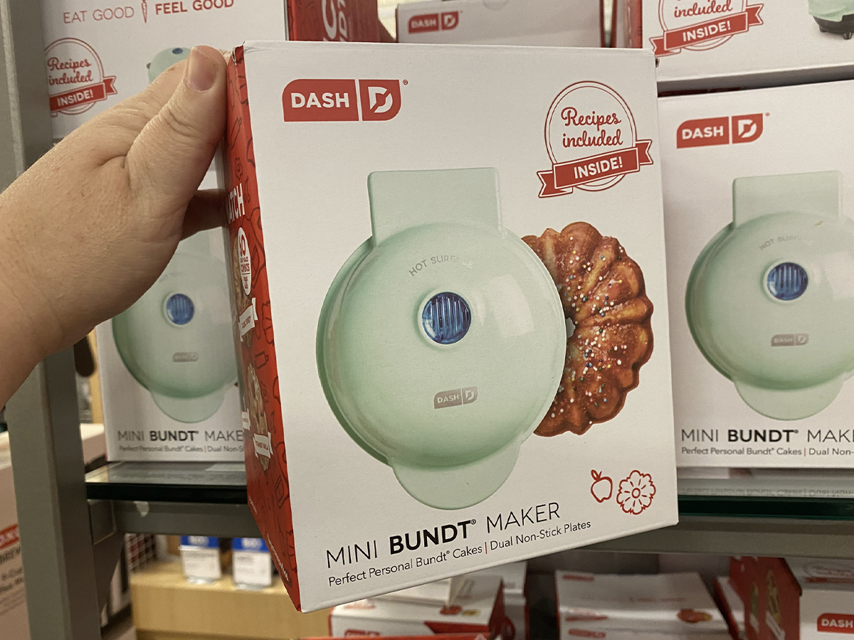 hand holding dash mini bundt maker