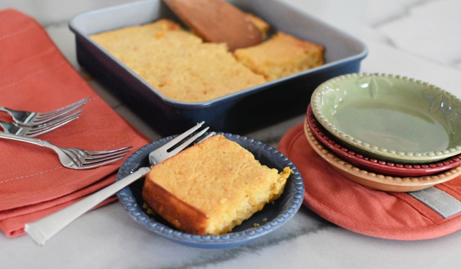 small slice of corn casserole