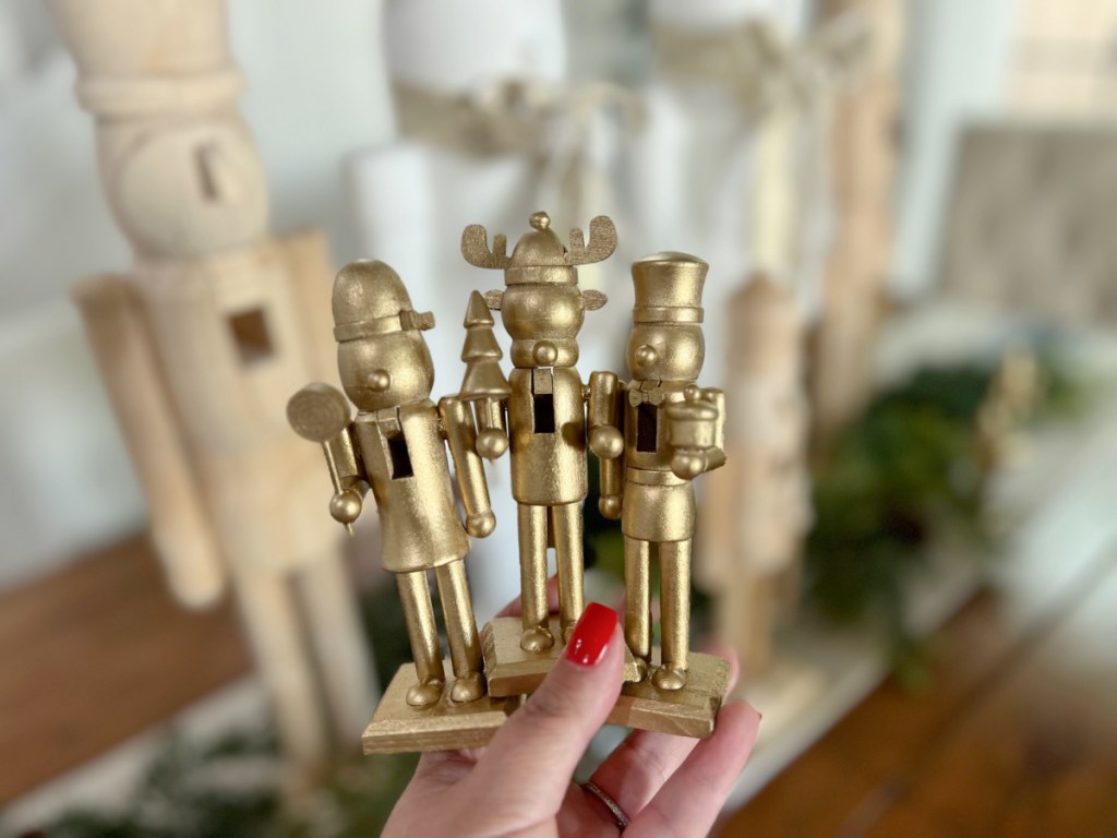 spray painted small gold nutcrackers christmas decor 