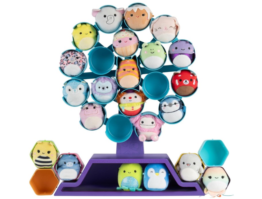 tiny squishmallows on a toy ferris wheel