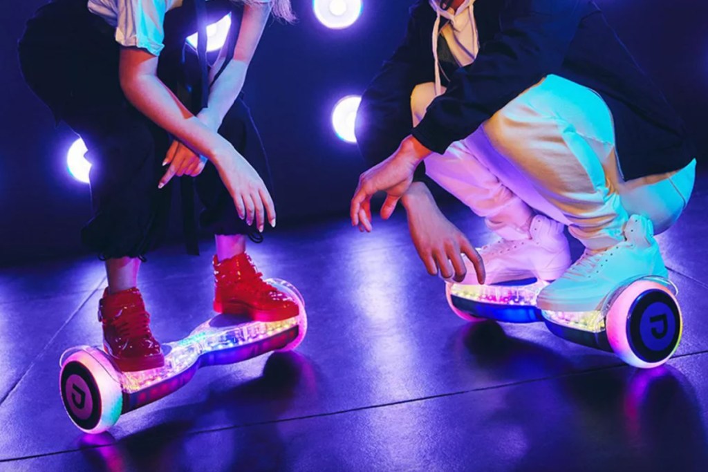 two kids on jetson pixel hoverboards