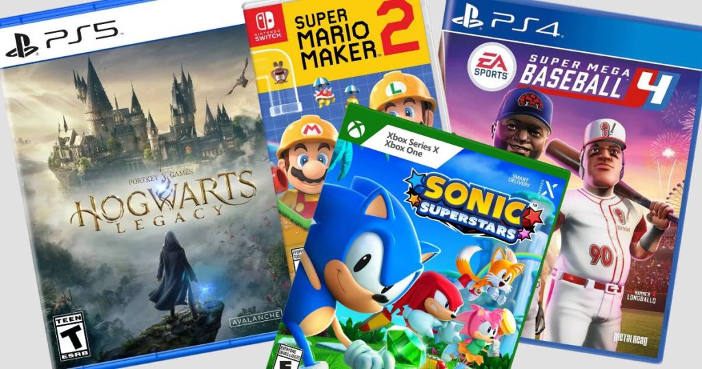 Video Games Hogwarts Legacy, Sonic Superstars, Super Mario Maker 2, EA Sports Baseball 2023