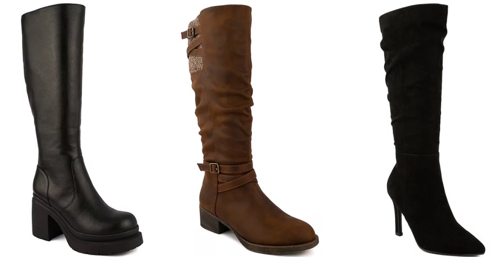 3 black and brown tall women's boots