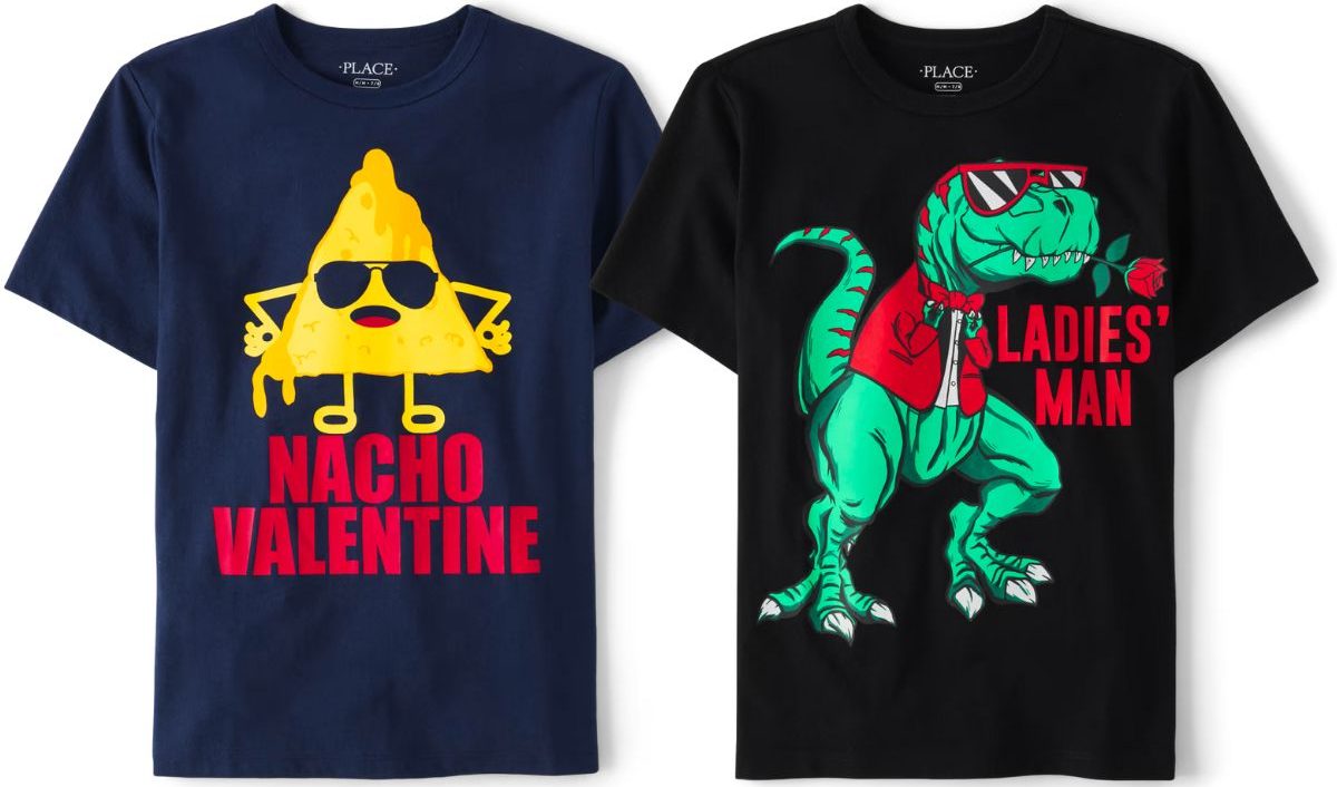 Boys Nacho Valentine & trex ladies man Graphic Tees stock images