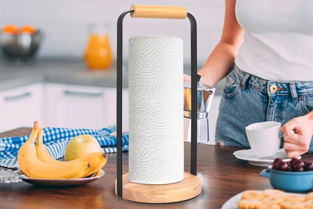 Countertop Kitchen&nbsp;Paper Towel Holder on a counter top in a kitchen