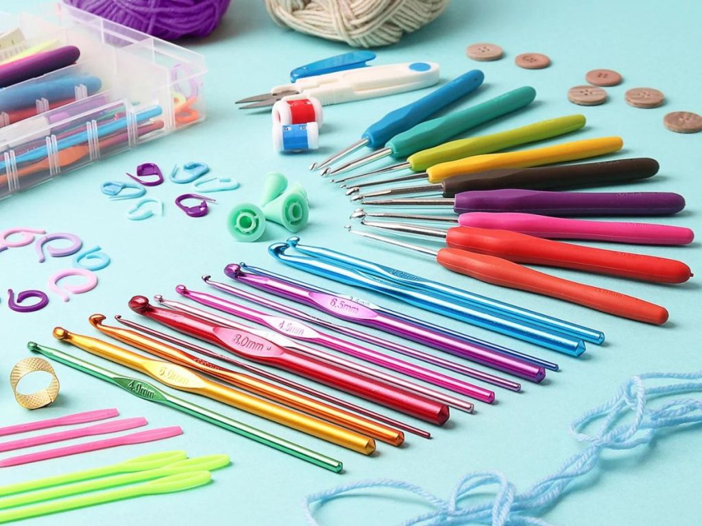 Craftbud Crochet Kit tools laid out