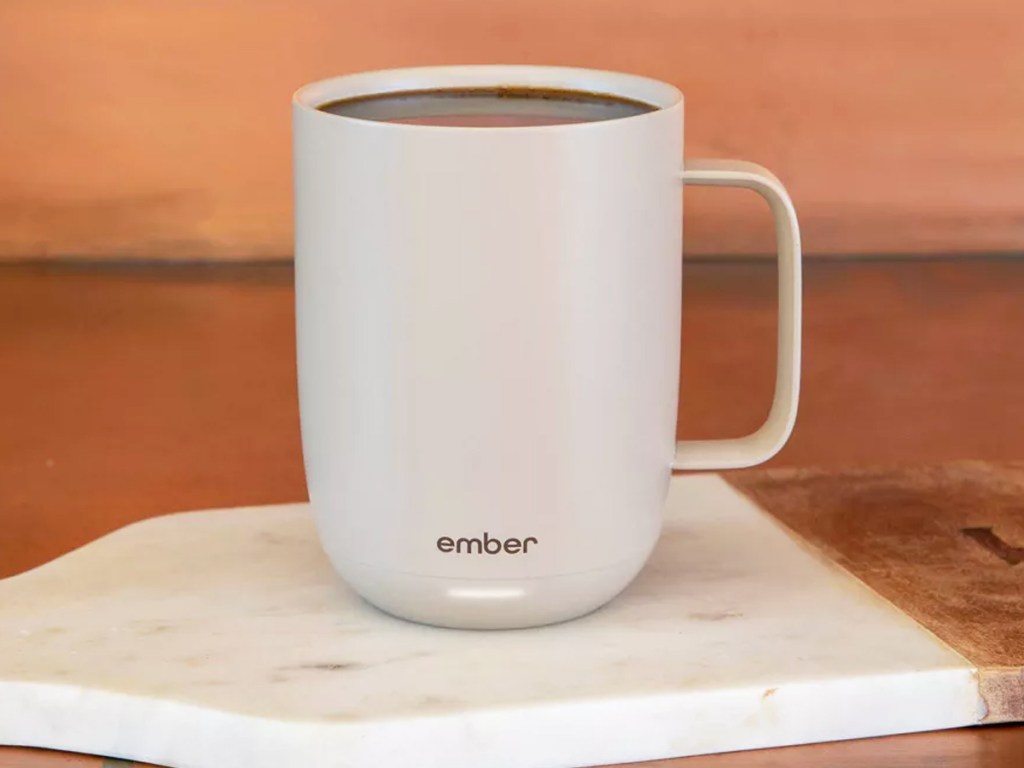 sandstone ember mug on marble board