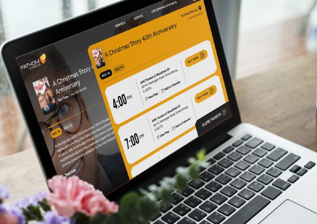 Finding showtimes on the Fathom Events website