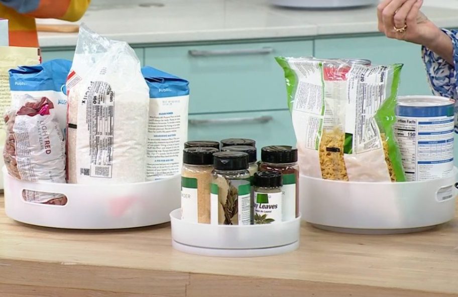 Improvements Lazy Susan Turntable Set from HSN filled with household essentials