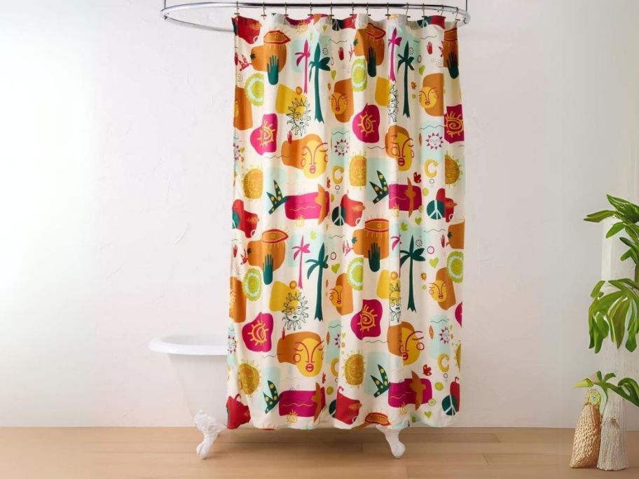 Opalhouse designed w/ Jungalow Collage Shower Curtain Bundle w/ Hooks on shower