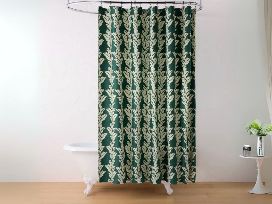 Opalhouse designed w/ Jungalow Limu Shower Curtain Bundle w/ Hooks hanging on shower